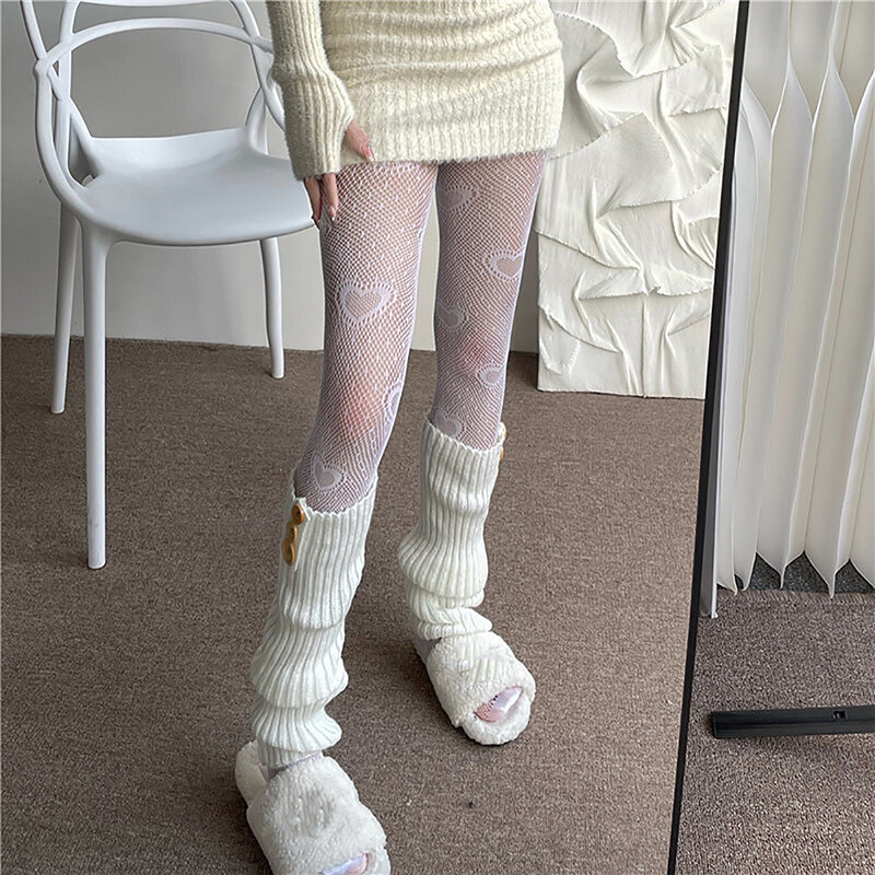 1PC Love Jacquard Mesh Socks Sweet Lovely Girl Lolita Ins Stockings Pantyhose Kawaii