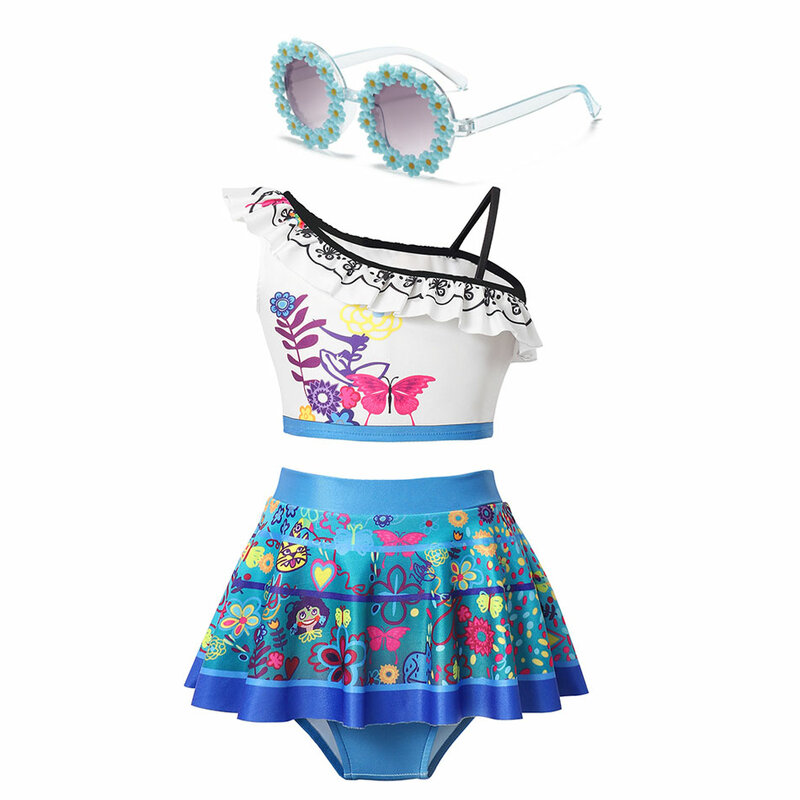 2024 Summer 2-10 Years Girls Swimsuit Two Piece Swimsuit Disney Princess Style Swimwear For Children Summer Bikini Bathing Suit