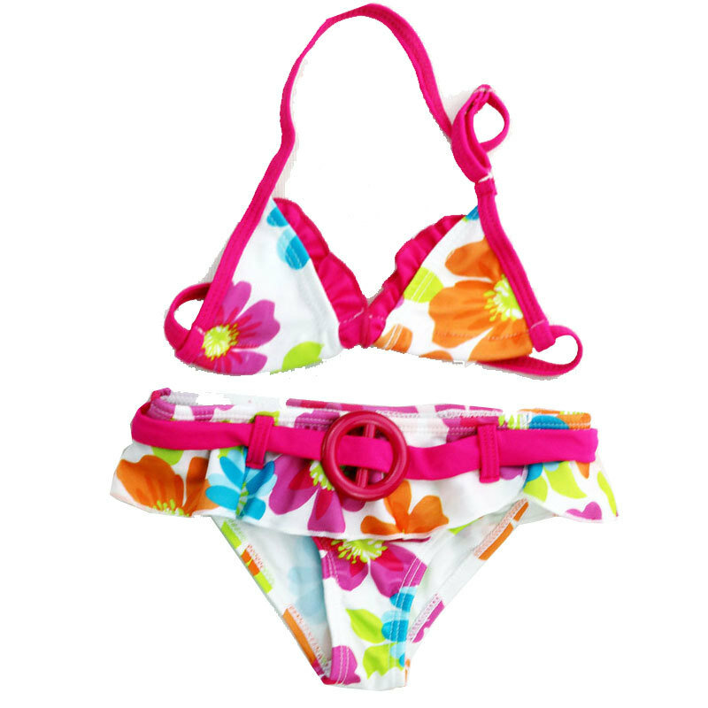 2024 nowe letnie dziewczyny słodkie wzór kwiatowy kostium kąpielowy dziewczyny podzielone dwuczęściowy strój kąpielowy, sprzedaż hurtowa wzór kwiatowy Bikini dla dzieci