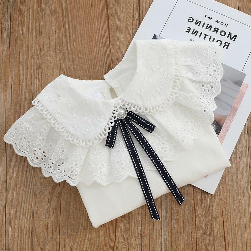 2023 New Spring and Autumn Girls Basic Shirts Cotton Kids Tops White T shirt for 2-14 Years Long Sleeve Baby Girl Clothes