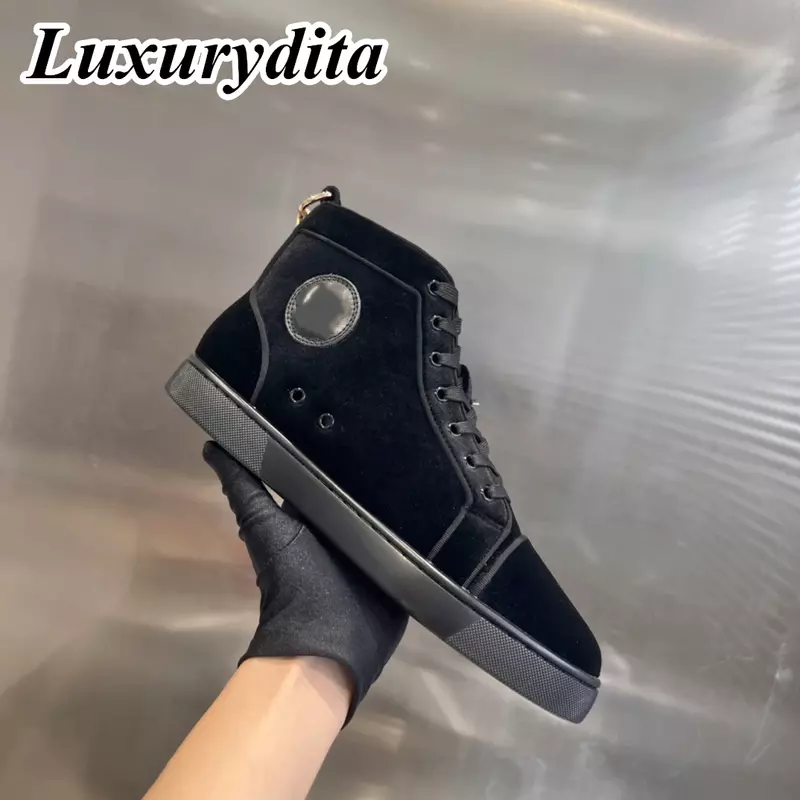 LUXURYDITA Designer Men Casual Sneakers Real Leather Red sole Luxury Womens Tennis Shoes 35-47 Fashion Unisex loafers HJ700