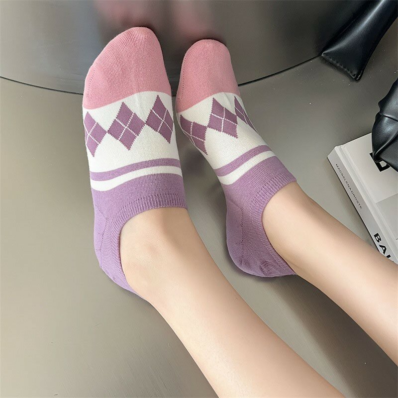 Women New Boat Socks Cartoon Cat Simple Letter Printing Personalized INS Fashion Trend Breathable Invisible Ladies Socks G110