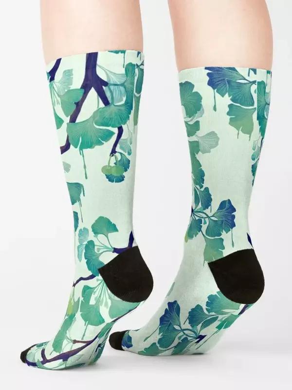 O Ginkgo (in grün) Socken Wandern HipHop Geschenk Junge Socken Frauen