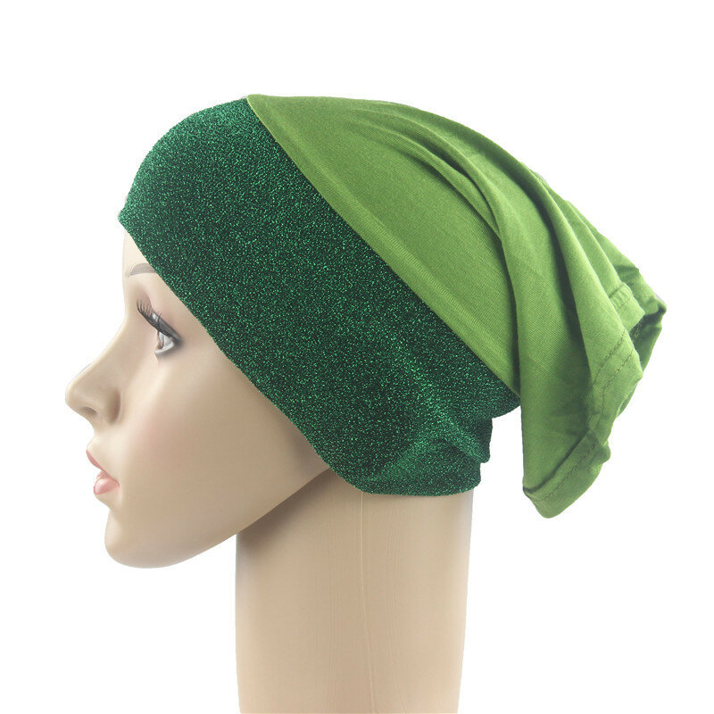 Novo muçulmano feminino interior chapéu underscarf glitter algodão hijab osso bonnet islâmico lenço de cabeça ninja tubo turbante turbante mujer