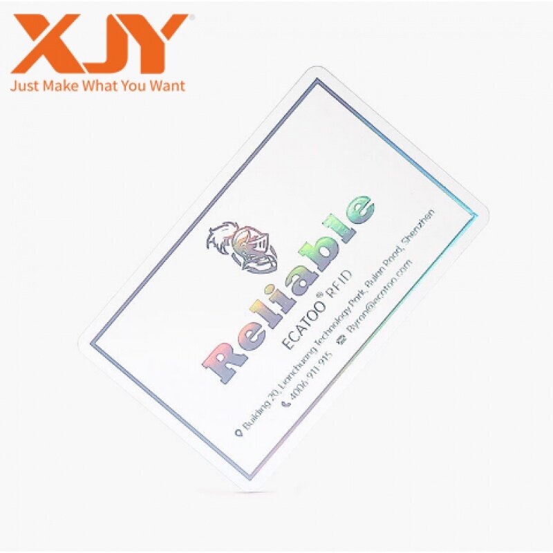XJY 맞춤형 고급 플라스틱 핫 스탬핑 그라디언트 레이저, 투명 PVC 전문 종이 명함