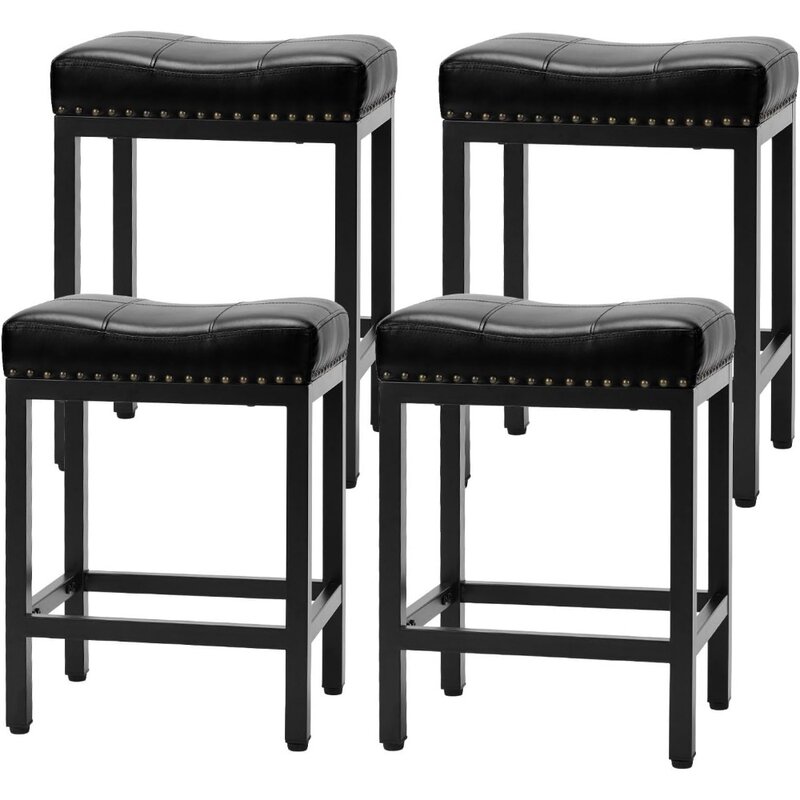 Барная модель 4 дюйма, седельные стулья высотой 24 дюйма, современные барные стулья с металлической основой и подставкой для ног, обивка