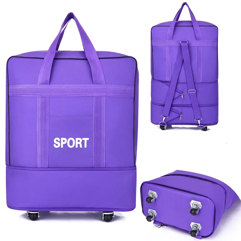 Водонепроницаемая дорожная сумка, вместительная телескопическая сумка для регистрации в самолете с колесами, складная сумка для хранения багажа для мужчин и женщин
