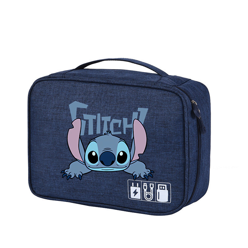 Bolsa de almacenamiento de cables Disney Lilo & Stitch, bolsa de almacenamiento USB, cargador electrónico Digital, accesorios de enchufe, organizador, bolsa de viaje portátil