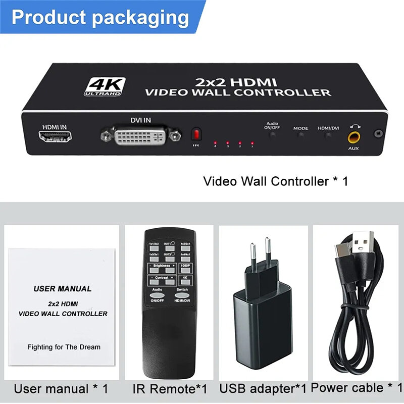 Настенный видеоконтроллер 2x2, процессор 1x2 1x3 1x4 2x1 3x1 4x1 4x1 4K DVI HDMI, настенный видеоконтроллер, ТВ, видеострочка, настенный процессор