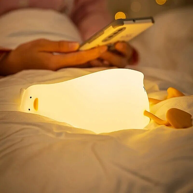 LEDダックナイトライト充電式タッチシリコン漫画拍手ダックスリーピングナイトランプ寝室装飾用子供ギフト