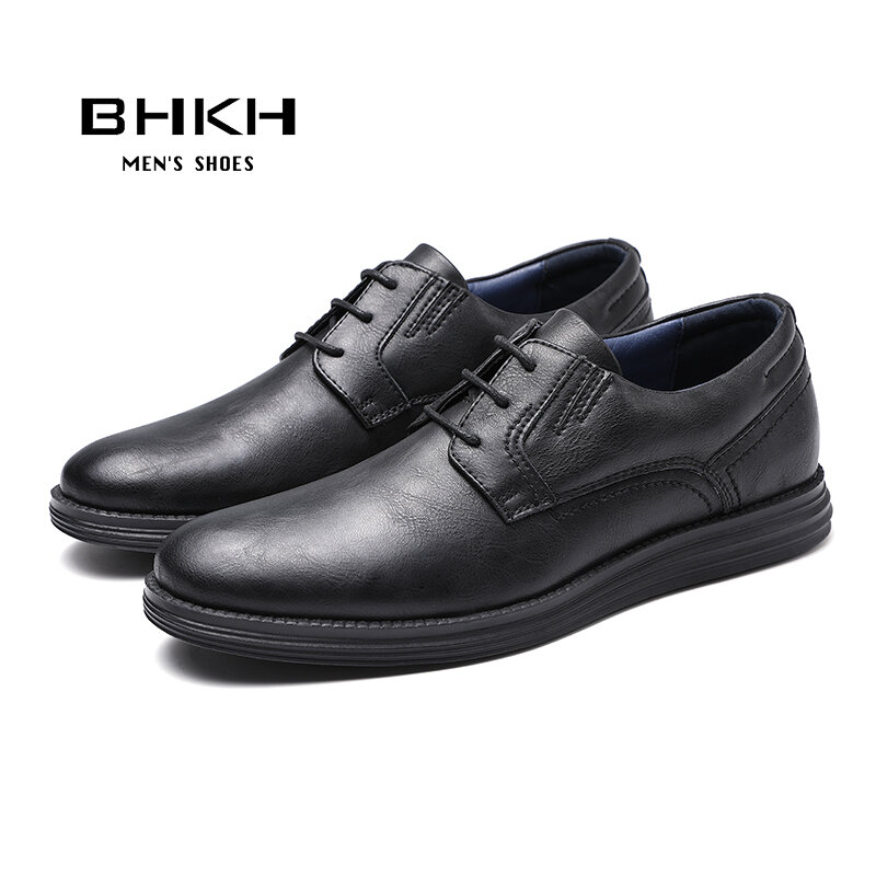 BHKH-zapatillas de deporte de cuero para hombre, zapatos informales con cordones, para negocios, trabajo y oficina, talla 47, Otoño e Invierno