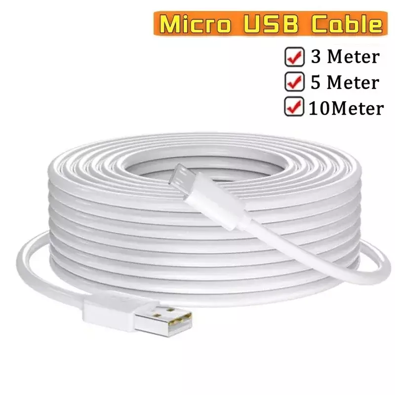 1m-10m Extra Long Micro USB Fast Charging Data Cable for Samsung Xiaomi Android Phones Camera Monitor Power Bank Data Cord