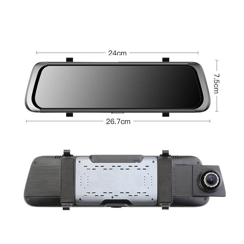 Автомобильный видеорегистратор, 10-дюймовый IPS-экран, двойная камера HD1080P, зеркало обнаружения движения, Автомобильный видеорегистратор 1:1