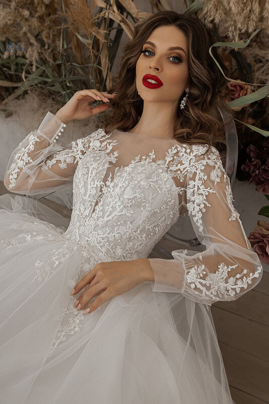 Женское свадебное платье It's yiiya, белое кружевное платье с длинными рукавами и 3D цветами на лето 2022