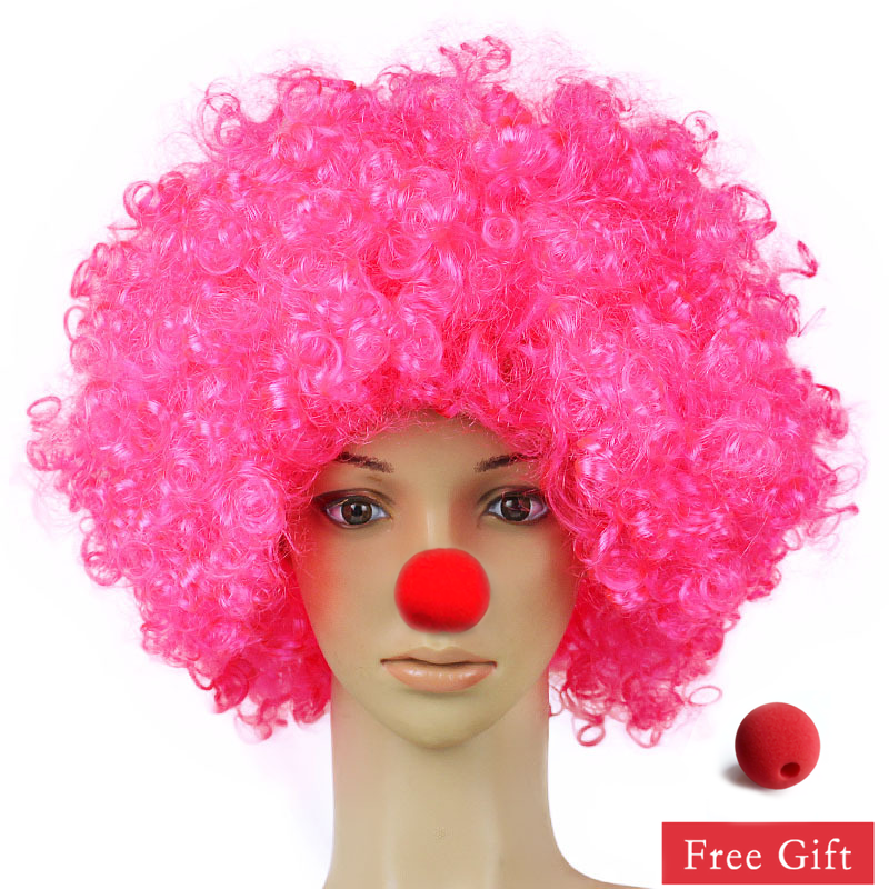 Colorful Bouffant Curly Clown Wig Clown Nose Cosplay Hair For Birthday Christmas New Year Disco Adult Party Kids Gift Supplies