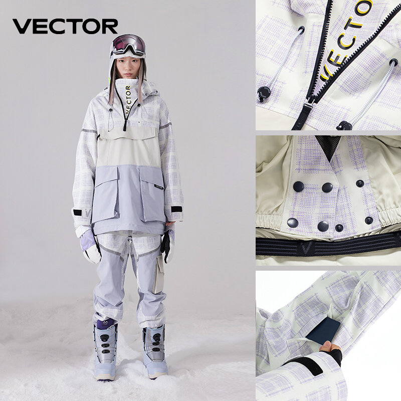 Conjunto de traje de esquí VECTOR para hombre y mujer, chaquetas y pantalones cálidos impermeables, pantalones de esquí al aire libre, bicicleta y Camping, Invierno