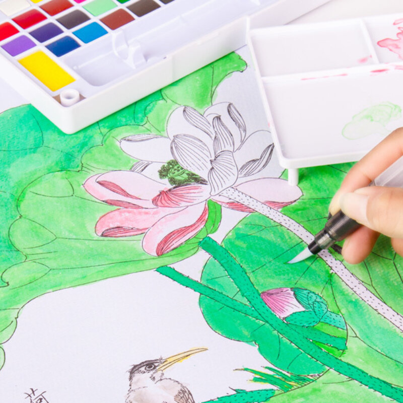 8K Aquarelle Coloring Drafts Meticulous Painting Line Drawing Copying Manuscript Adult Children Flower Plant Aquarelle Paper