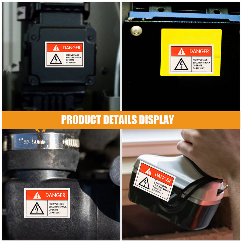 Etiquetas antidescargas eléctricas de alta presión, señal de voltaje de papel sintético para advertencia, 8 piezas