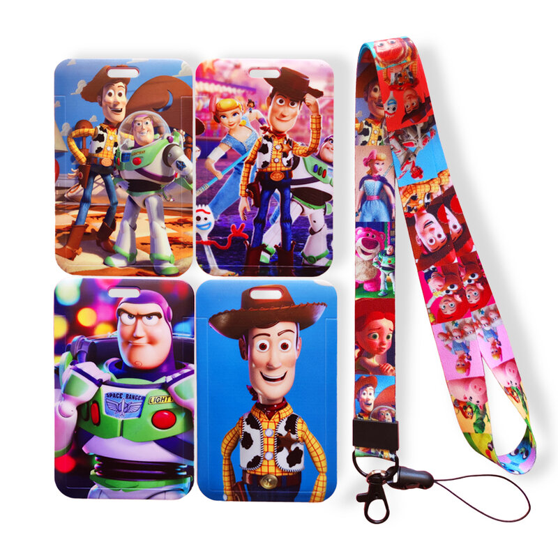 Disney Toy Story chłopcy etui na karty smycz uchwyt na identyfikator Bus Pass skrzynki pokrywa Slip etui na karty kredytowe pasek karty
