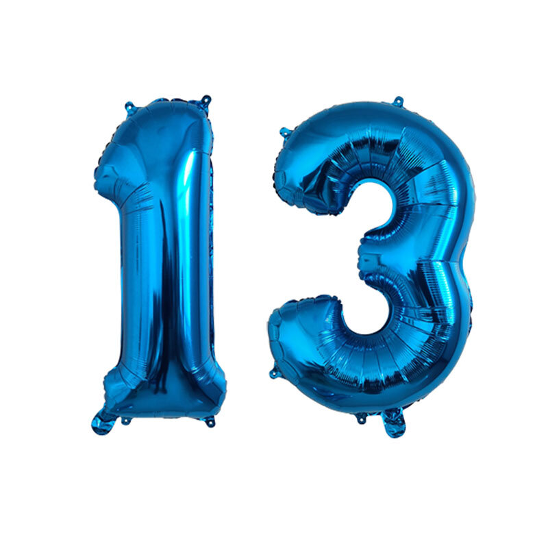 Folha de hélio Número Balão, Ouro, Prata, Preto, Azul, Vermelho, Happy Birthday Party Decoration Supplies, 32 ", 10, 11, 12, 13, 14, 15, 2Pcs