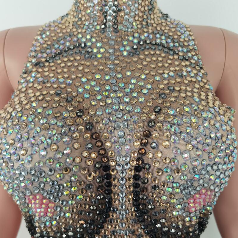 Donne Spandex Drag Queen Costumes Dancer strass Rave Festival abbigliamento Ropa De Mujer tute da discoteca acrobatiche
