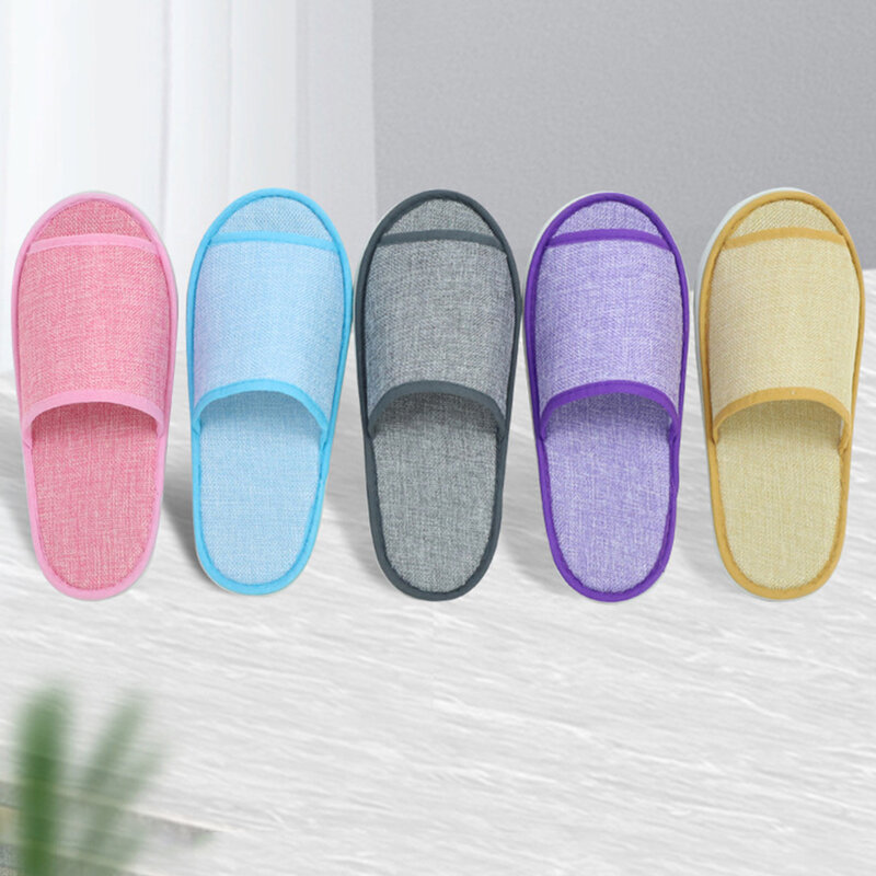 Non-slip Guest Slippers Cotton Linen Loafer Shoes Unisex Flip Flop Slippers Hotel Slippers Home Four Seasons Solid Wedding Shoes