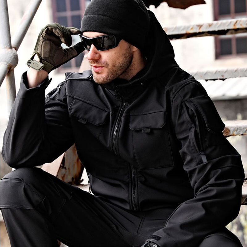 Мужская водонепроницаемая куртка с капюшоном и карманами, на осень/зиму