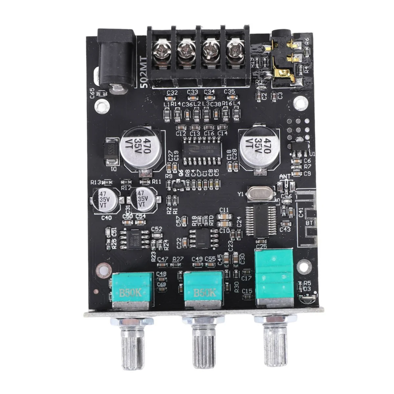 ZK-502MT Bluetooth 5.0 Subwoofer Amplifier Board, Alta Potência Áudio Estéreo, 2.0 Channel, 2x50W Bass AMP
