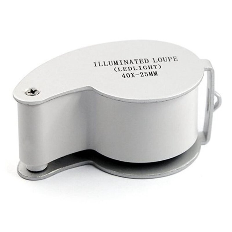 Eye Magnifier Glass Lens, Jewellers Lens, 2 Leds Lights, 40X, 25mm, 3X