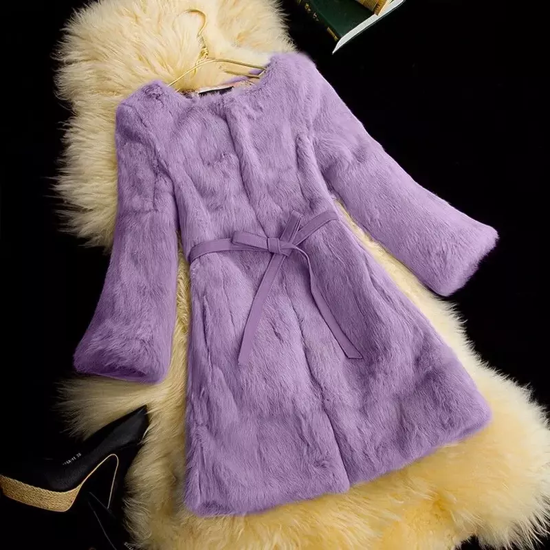 여성용 진짜 토끼 모피 코트, 따뜻한 두꺼운 천연 재킷, 오버사이즈 G176, 하이 퀄리티 겨울 패션