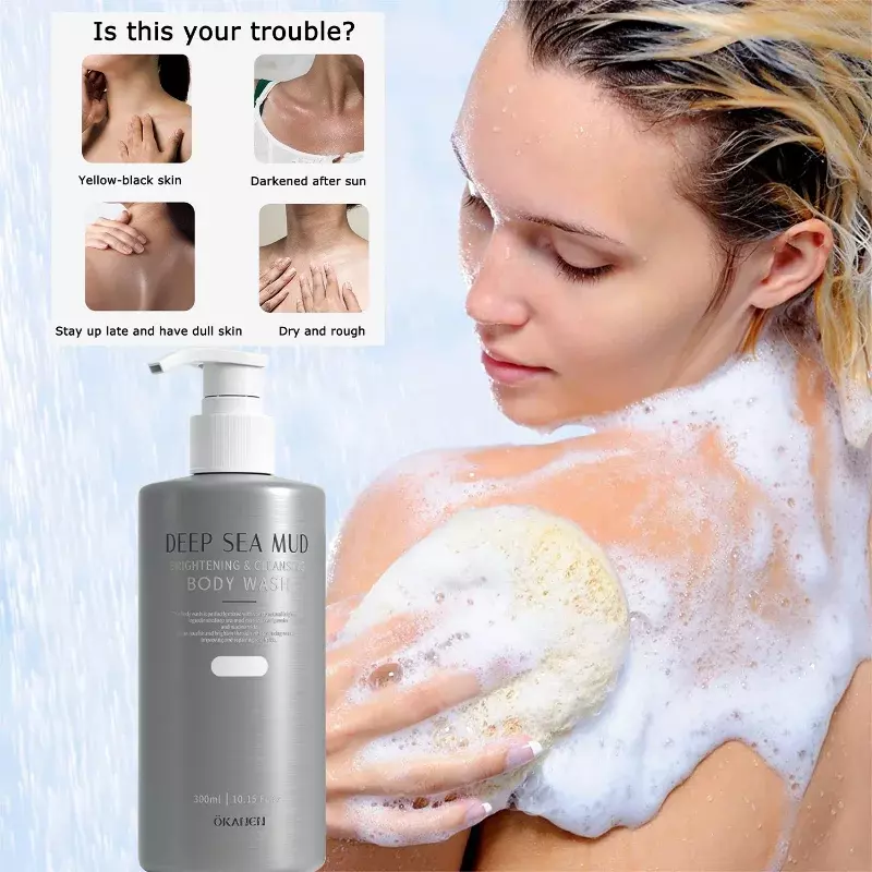 Fast Whitening Deep Sea Mud Brighteing Body Wash Clean Skin Moisturizing profumo fragranza duratura gel doccia esfoliante