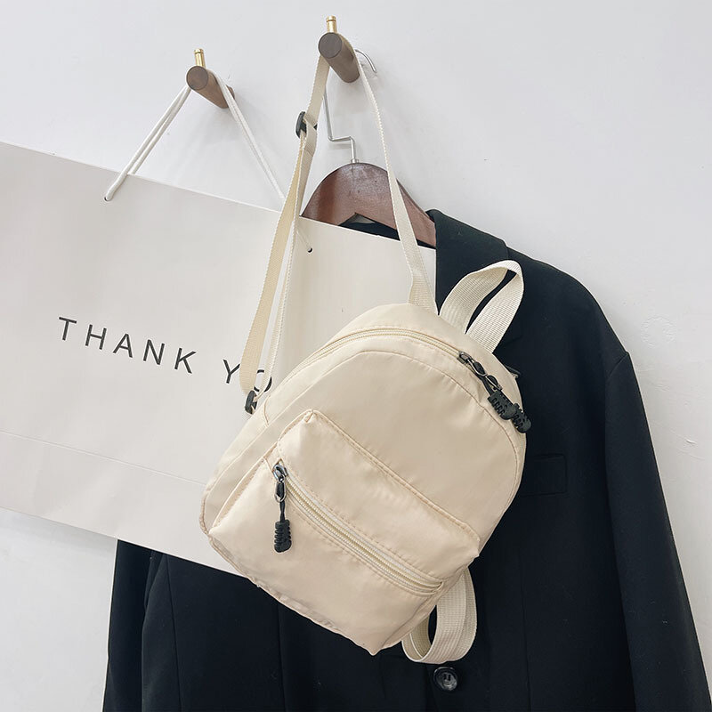 Mini mochilas de nylon para meninas adolescentes, bolsas femininas para viagem escolar, mochila feminina, estilo preppy, branca, tendência, 2023