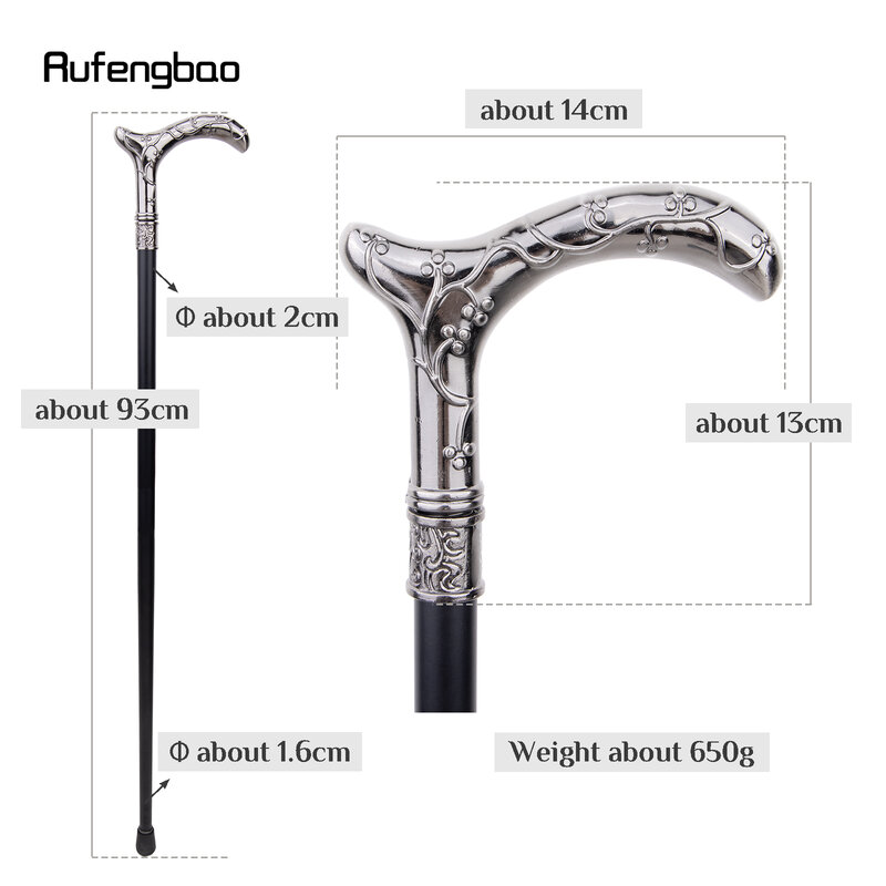 Plum Blossom Flower Single Joint Walking Stick with Hidden Plate Self Defense Fashion Cane Plate Cosplay Crosier Stick 93cm