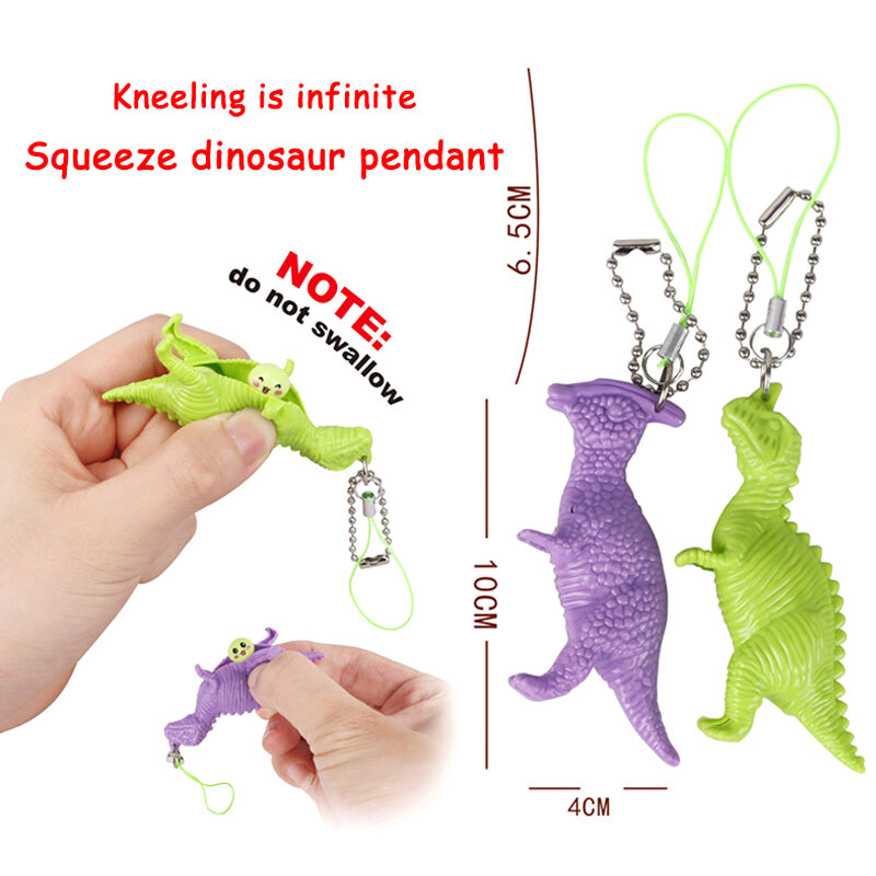 Mainan Fidget spinner Anti stres kacang kacang polong dinosaurus Squeeze dengan gantungan kunci liontin mainan pereda stres 1 buah