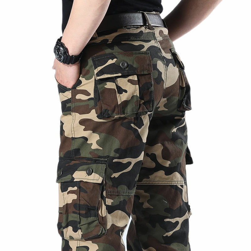 Штаны карго Camouflag мужские, уличные боевые комбинезоны в стиле милитари для работы, прямые тактические брюки, Мешковатые повседневные хлопковые брюки с несколькими карманами