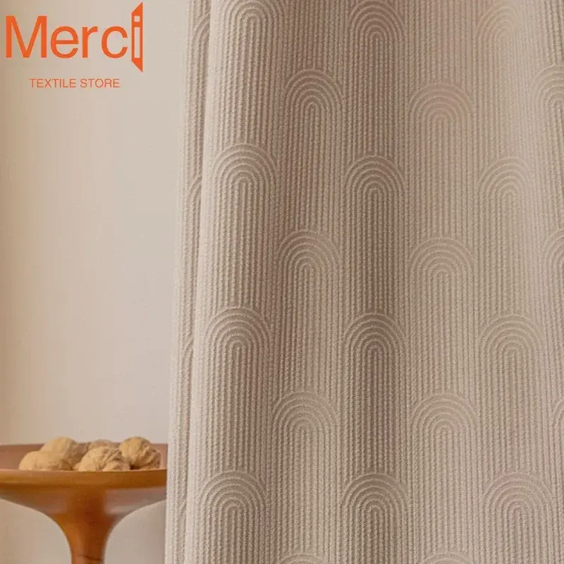 Cortinas de Jacquard de Chenille creme, tamanho personalizado, cortinas modernas, luxo, estilo francês, sala de estar, quarto, jantar