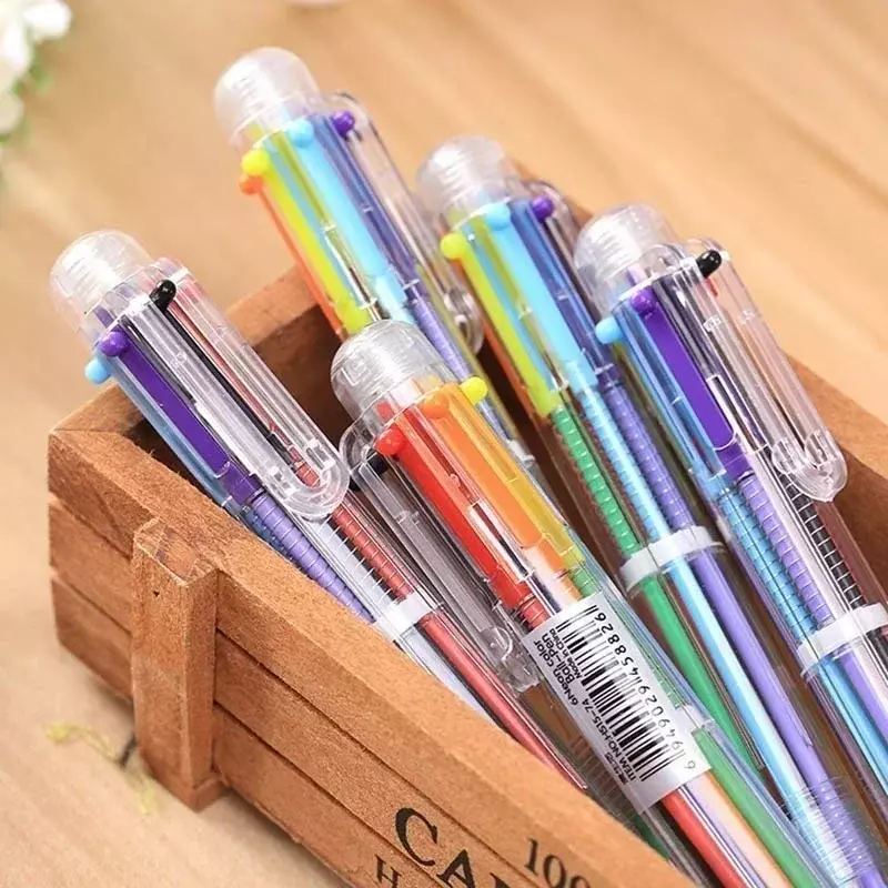 5 PCS Kawaii Multicolor Ballpoint Pen Ball with 6 Colors Creative Stationery Papeterie School Chancery Office Writing Supplies