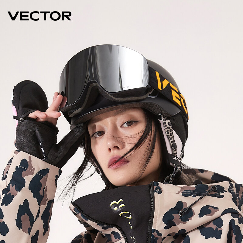 Marca vetor dupla camada anti nevoeiro absorção magnética óculos de esqui cilíndrico uv400 das mulheres dos homens óculos de esqui snowboard poc