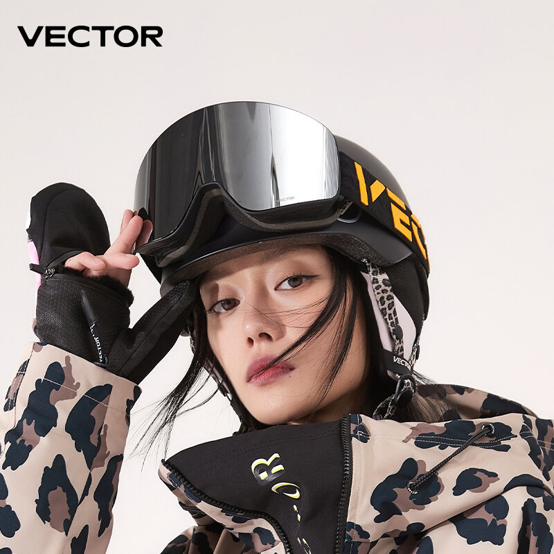 VECTOR-Gafas de esquí cilíndricas para hombre y mujer, lentes de doble capa, antivaho, absorción magnética, UV400, para Snowboard, poc