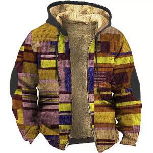 Jaket parka lengan panjang pria/wanita, pakaian luar hangat desain pola etnik Vintage hangat tebal