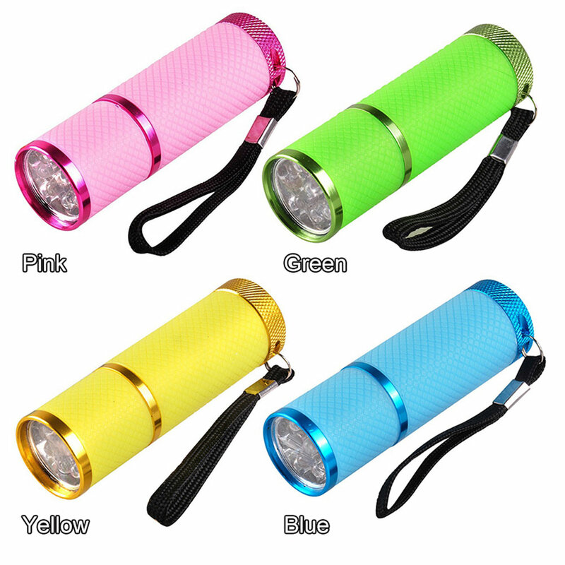 Mini lampe de poche pour sécher les ongles, 395nm, UV, LED, lampe à polymérisation, sèche-ongles, lampe de poche, détecteur à 9 LED