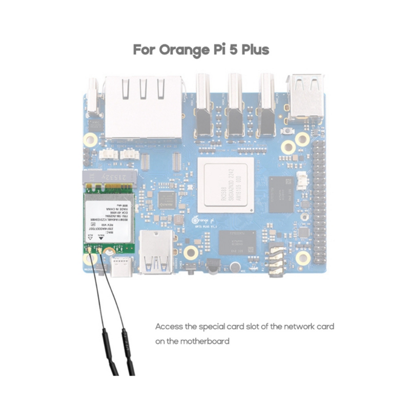 Placa de rede sem fio para Orange Pi 5 Plus, placa de desenvolvimento controlador, DualBand, WiFi, BT5.2, OPi5 Plus