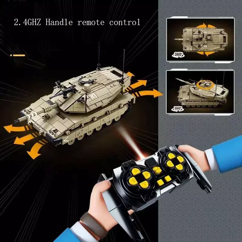 التقنية العسكرية الرئيسية معركة دبابات اللبنات للأطفال ، RC الطوب اللعب ، التحكم عن بعد ، سلاح الجيش ، Amata النمر ، T14 ، MK4 ، 995 قطعة