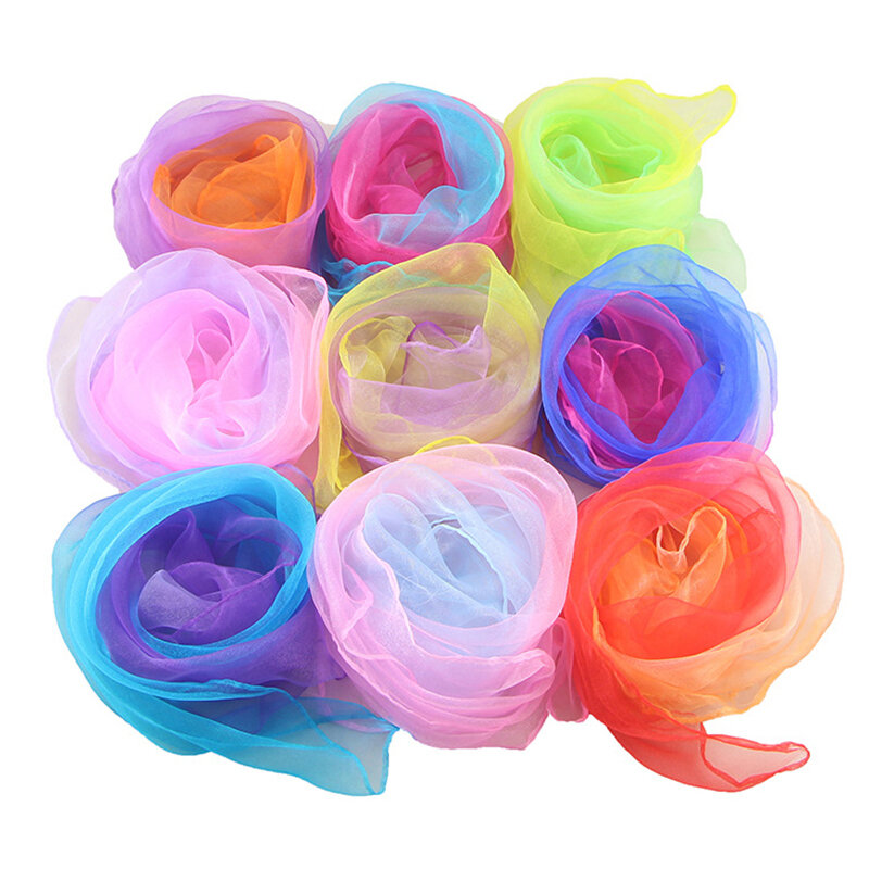 1 szt. Stopniowany kolorowy taniec żonglerka szalik taniec praktyczne szalik z gazy szyfonowe magiczne sztuczki rekwizyty na występy 16 kolorów