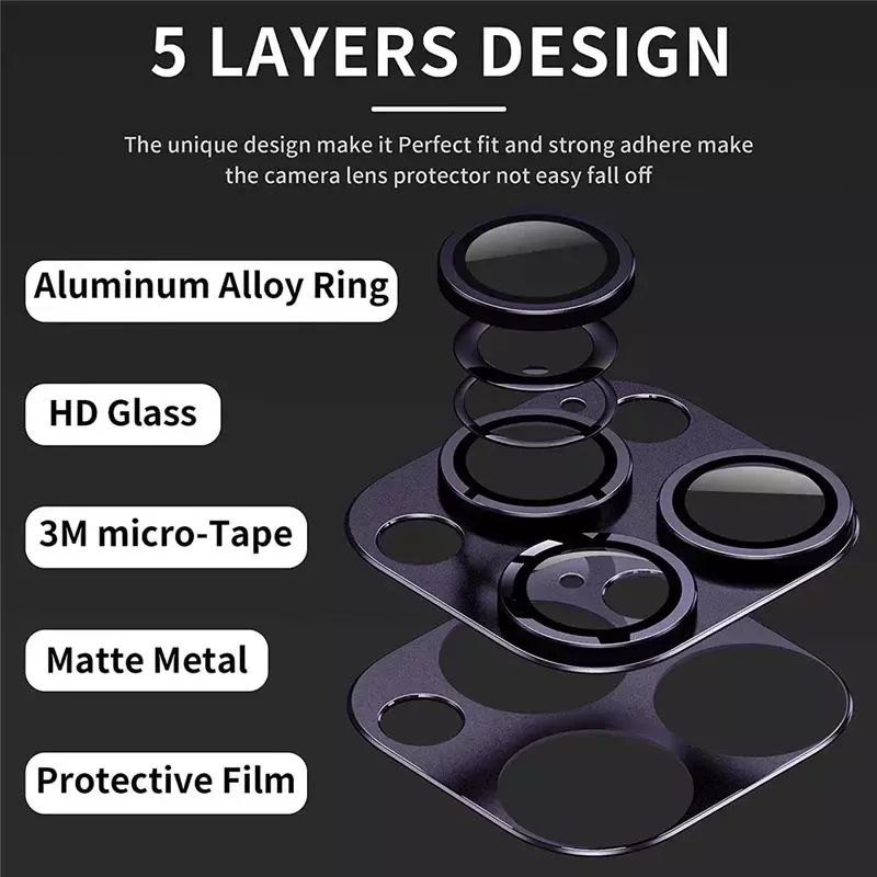 Protector de cámara de Metal para iPhone 14pro / 14 Pro Max, tapa de cristal de lente, funda protectora completa