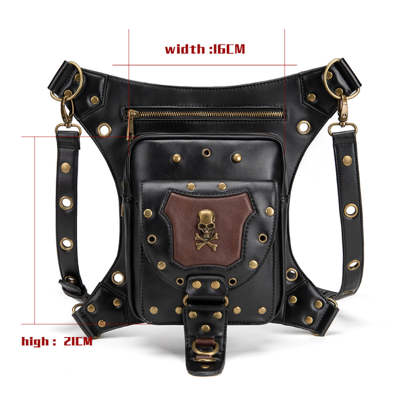 Chikage Rock Punk One Shoulder Crossbody Bag Fashion Trend Skull Outdoor Casual Fanny Pack Personality Unisex Waist Packs
