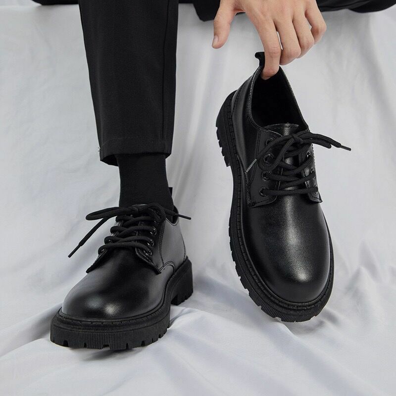 Chaussures à lacets décontractées pour hommes, chaussures d'affaires respirantes, chaussures de marche faites à la main, chaussures à plateforme noires, mode estivale, 2024