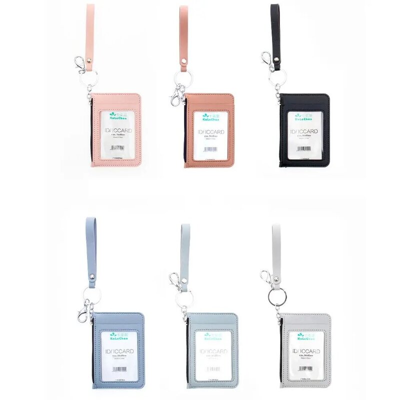 휴대용 크리에이티브 방수 PU 가죽 은행 카드 지퍼 카드홀더 키 체인 동전 지갑, 짧은 지갑