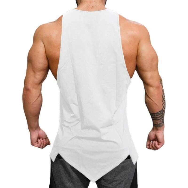 Mode Baumwolle ärmellosen Druck Tank Top Männer Fitness Muskel T-Shirt Casual Training Singulett Bodybuilding Workout Gym Sport westen
