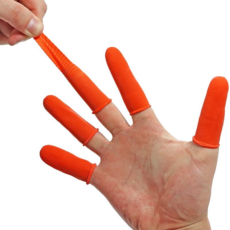 使い捨て滑り止めゴム指サック,オレンジ滑り止め,使いやすく,電子修理,100個